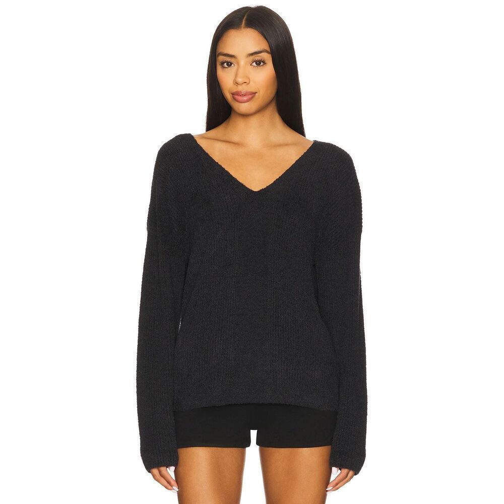 Barefoot Dreams V-Neck Ribbed‎ Pullover Sweater Charcoal Gray Size 1X